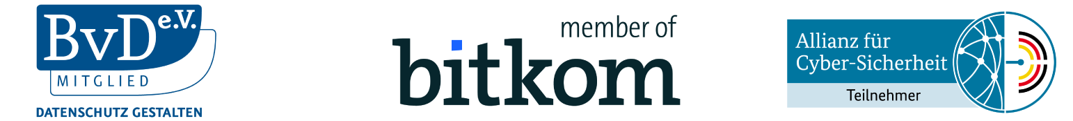 Memberships with BvD e.V., Bitkom, Alliance for Cyber Security.