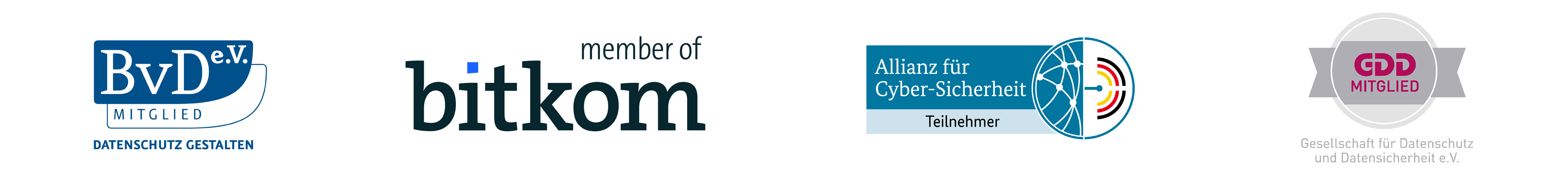 Memberships with BvD e.V., Bitkom, Alliance for Cyber Security, and GDD.